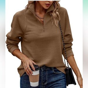 Women’s Fall Fashion Quarter Zip Sweatshirts Half Zip Casual Long Sleeve